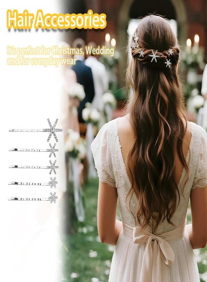 YangQian Christmas Hair Pins for Womens Snowflake Crystal Rhinestone Bobby Pins for Wedding Sparkly Star Hair Clips Barrettes Bridal Flower Girls Bobby Pins Accessories Birthday Decorative Hairpins for Updos - Image 2